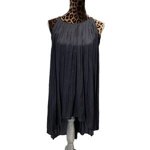 Calypso St. Barth Size XS Pleated Silky Look Polyester Grey Safira Top High low